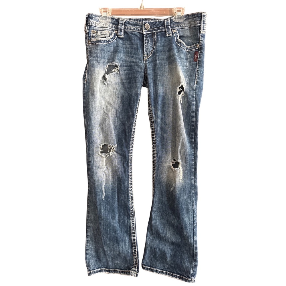 Silver Jeans Pioneer Bootcut Distressed Denim Jeans Women's W31 L31‎